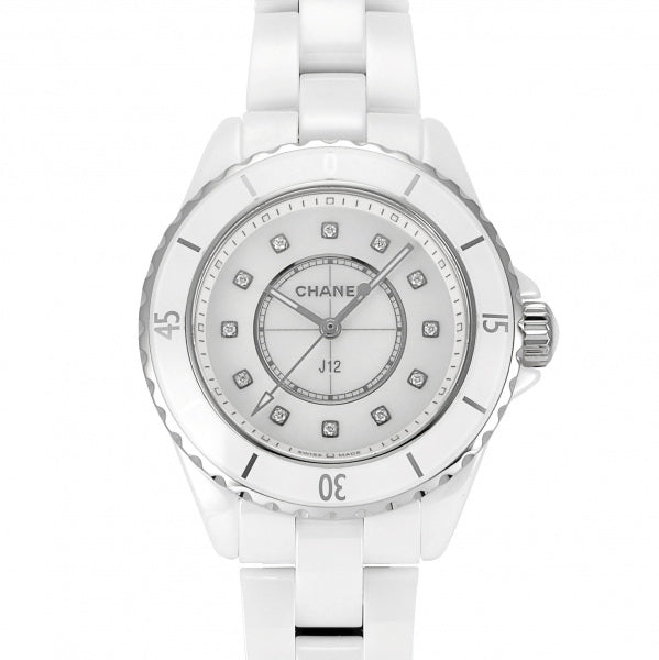 Shop Authentic Chanel J12 Diamonds Mother of Pearl White Dial White Steel Strap Watch for Women - J12 H5704 - Luxxuri