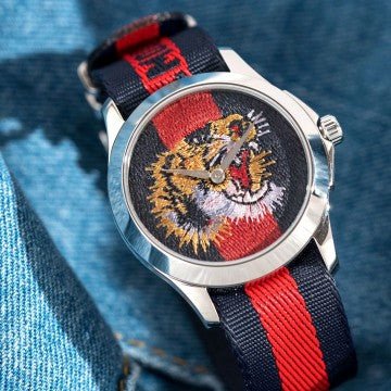 Gucci G Timless Le Marche Des Merveilles Blue & Red Dial Blue & Red Nylon Strap Unisex Watch - YA126495