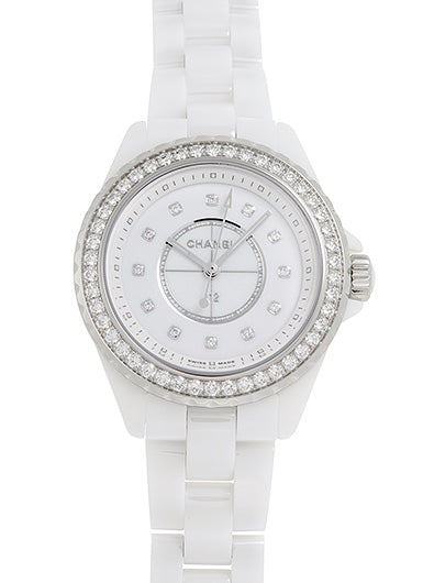 Shop Authentic Chanel J12 Quartz Diamonds White Dial White Steel Strap Watch for Women - J12 H6418 - Luxxuri