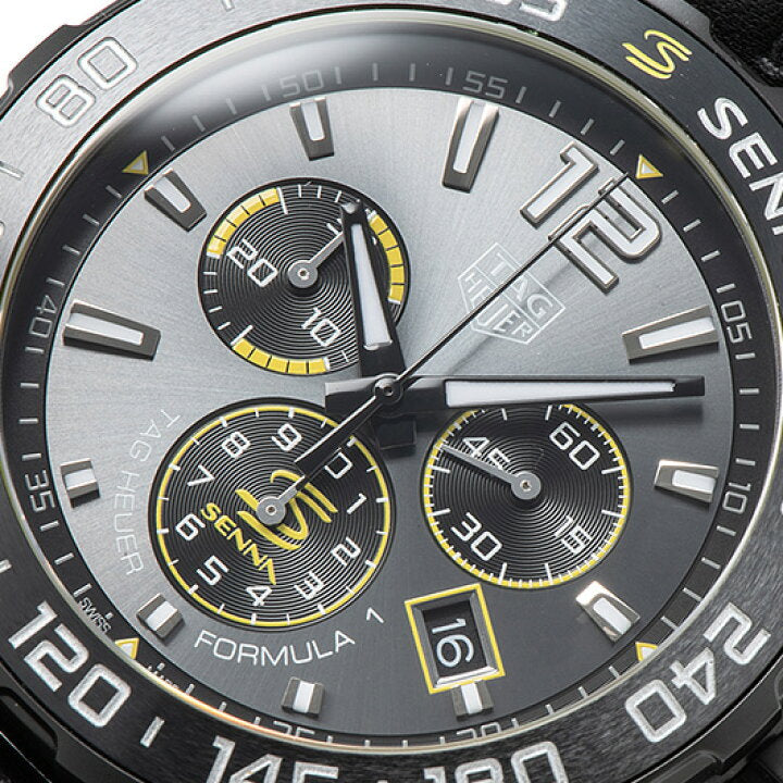 Shop Authentic Tag Heuer Formula 1 Chronograph Senna Black Dial Black Leather Strap Watch for Men - CAZ101AJ.FC6487 - Luxxuri