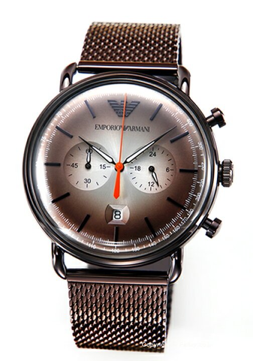 Shop Authentic Emporio Armani Aviator Chronograph Grey Dial Brown Mesh Bracelet Watch For Men - AR11169 - Luxxuri