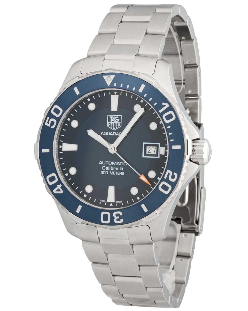 Shop Authentic Tag Heuer Aquaracer Caliber 5 Automatic Blue Dial Silver Steel Strap Watch for Men - WAN2111.BA0822 - Luxxuri