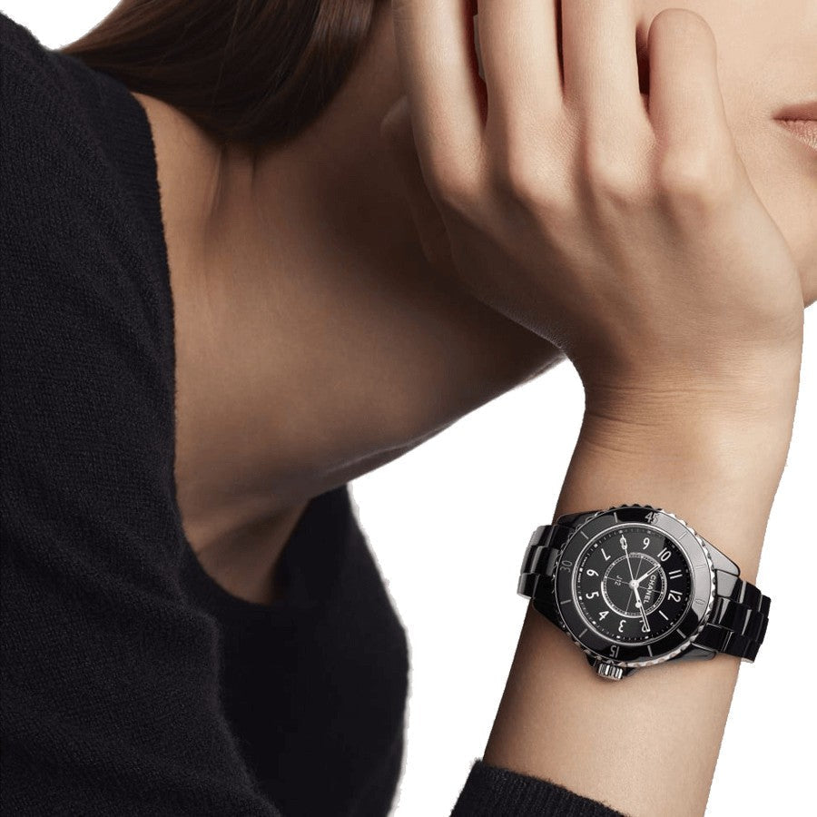 Shop Authentic Chanel J12 Quartz Black Dial Black Steel Strap Watch for Women - J12 H5695 - Luxxuri