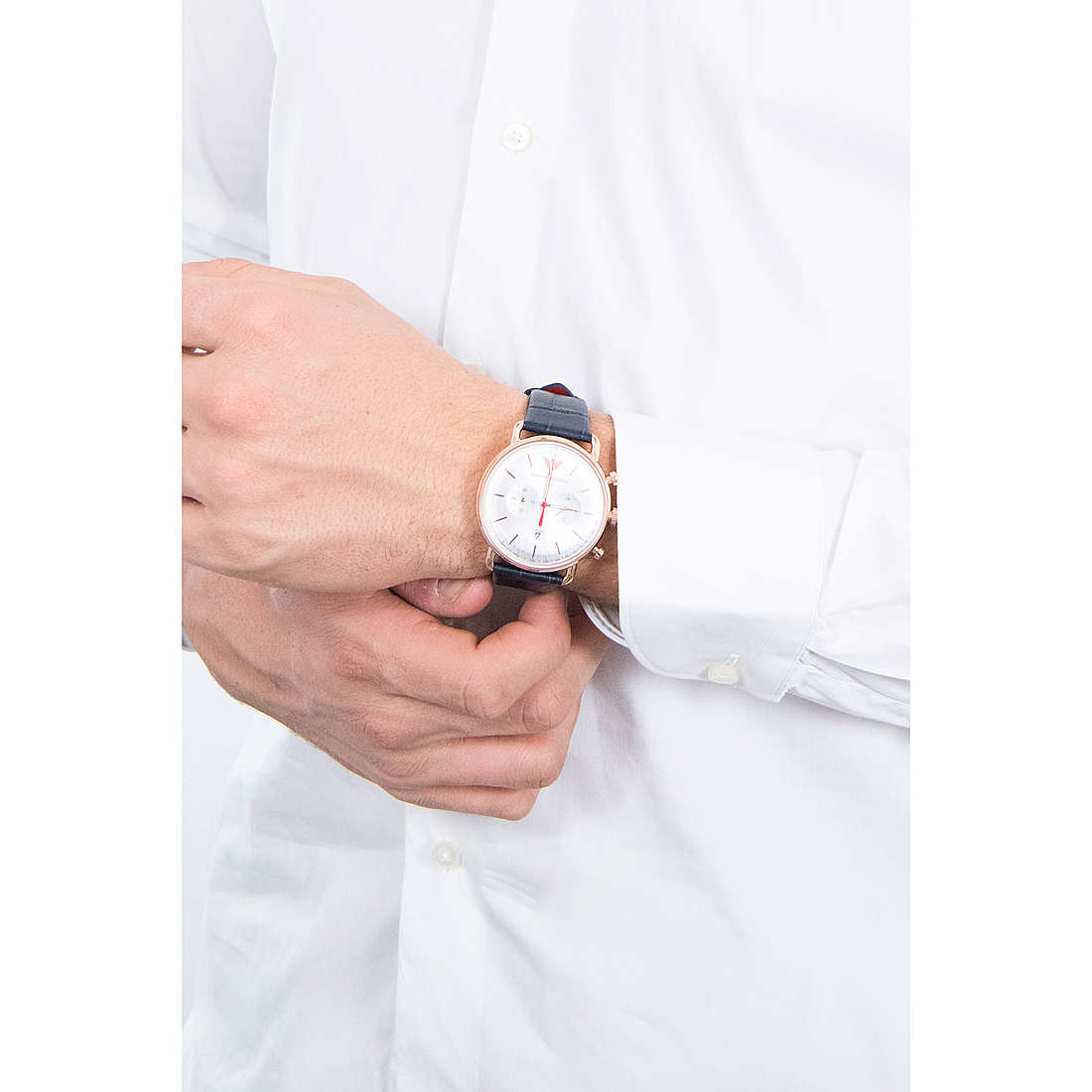 Shop Authentic Emporio Armani Aviator Silver Dial Blue Leather Strap Watch For Men - AR11123 - Luxxuri