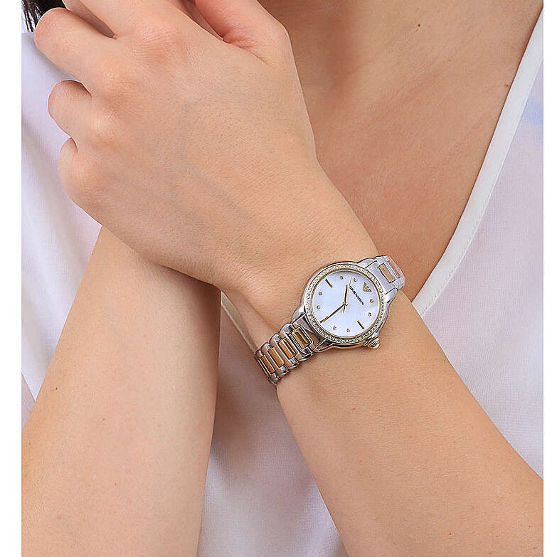 Emporio Armani Mia Quartz Mother of Pearl Dial Two Tone Steel Strap Watch For Women - AR11524