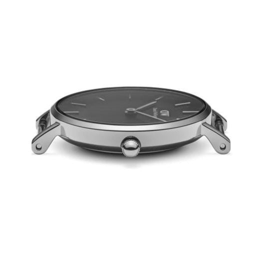 Shop Authentic Daniel Wellington Petite Sterling Black Dial Silver Mesh Bracelet Watch For Women - DW00100218 - Luxxuri