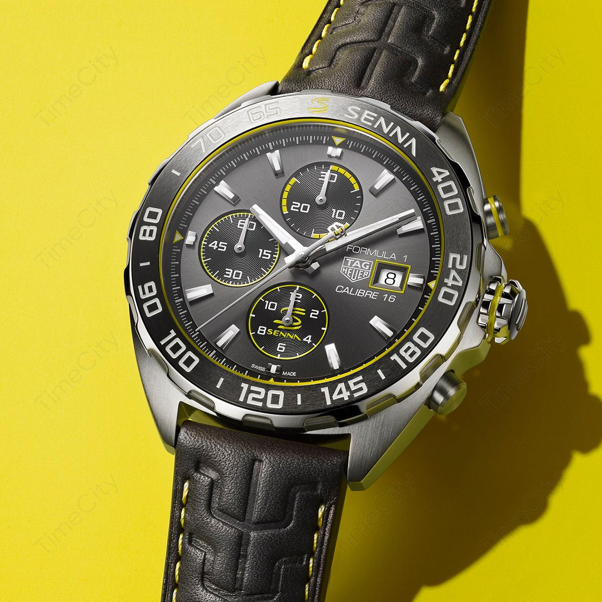 Shop Authentic Tag Heuer Formula 1 Chronograph Senna Black Dial Black Leather Strap Watch for Men - CAZ101AJ.FC6487 - Luxxuri