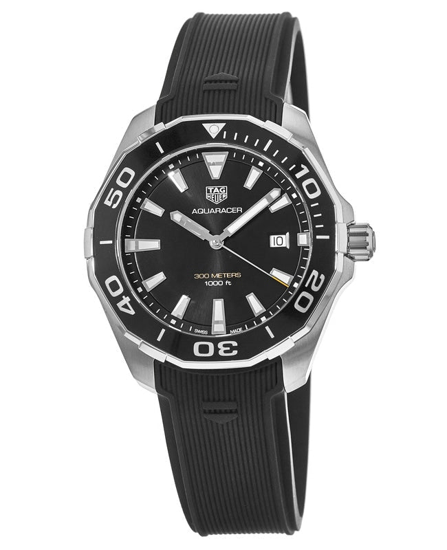Shop Authentic Tag Heuer Aquaracer Quartz Black Dial Black Rubber Strap Watch for Men - WAY101A.FT6141 - Luxxuri
