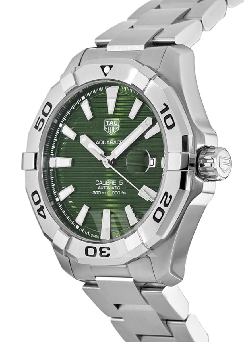 Shop Authentic Tag Heuer Aquaracer Calibre 5 Automatic Green Dial Silver Steel Strap Watch for Men - WAY2015.BA0927 - Luxxuri