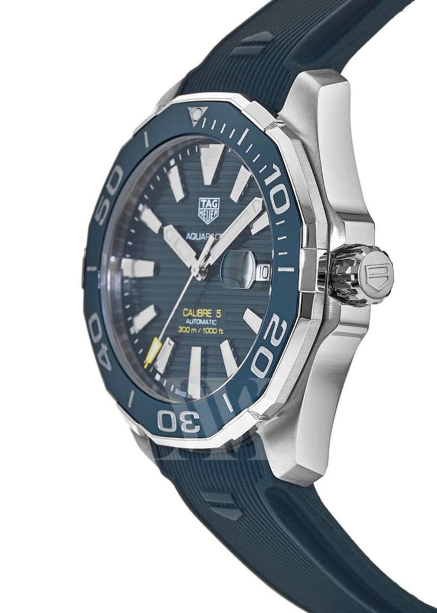 Shop Authentic Tag Heuer Aquaracer Calibre 5 Automatic Blue Dial Blue Rubber Strap Watch for Men - WAY201B.FT6150 - Luxxuri