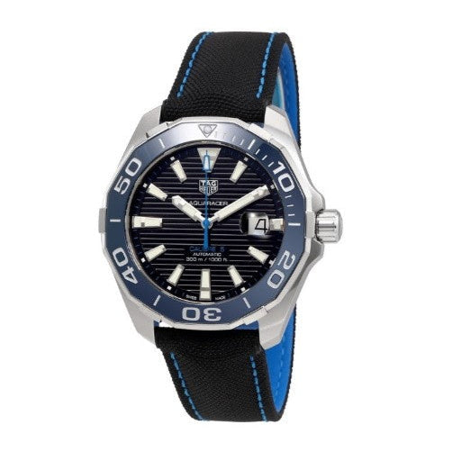 Shop Authentic Tag Heuer Aquaracer Calibre 5 Automatic Black Dial Black Nylon Strap Watch for Men - WAY201C.FC6395 - Luxxuri