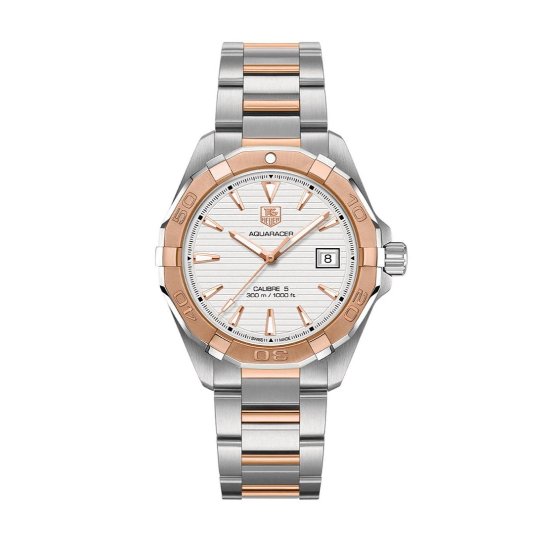 Shop Authentic Tag Heuer Aquaracer Calibre 5 Automatic White Dial Two Tone Steel Strap Watch for Men - WAY2150.BD0911 - Luxxuri