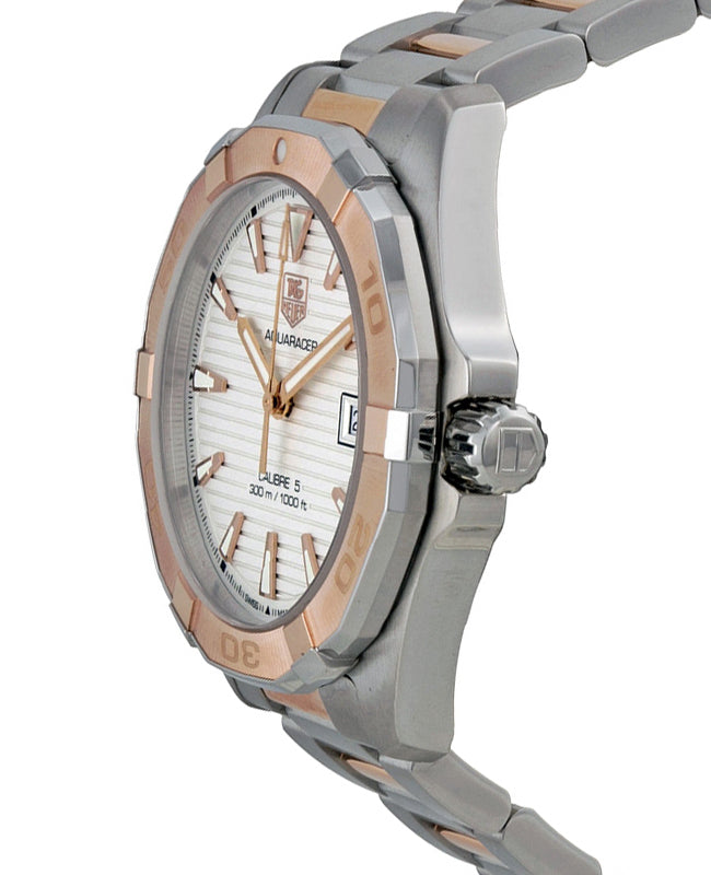 Shop Authentic Tag Heuer Aquaracer Calibre 5 Automatic White Dial Two Tone Steel Strap Watch for Men - WAY2150.BD0911 - Luxxuri