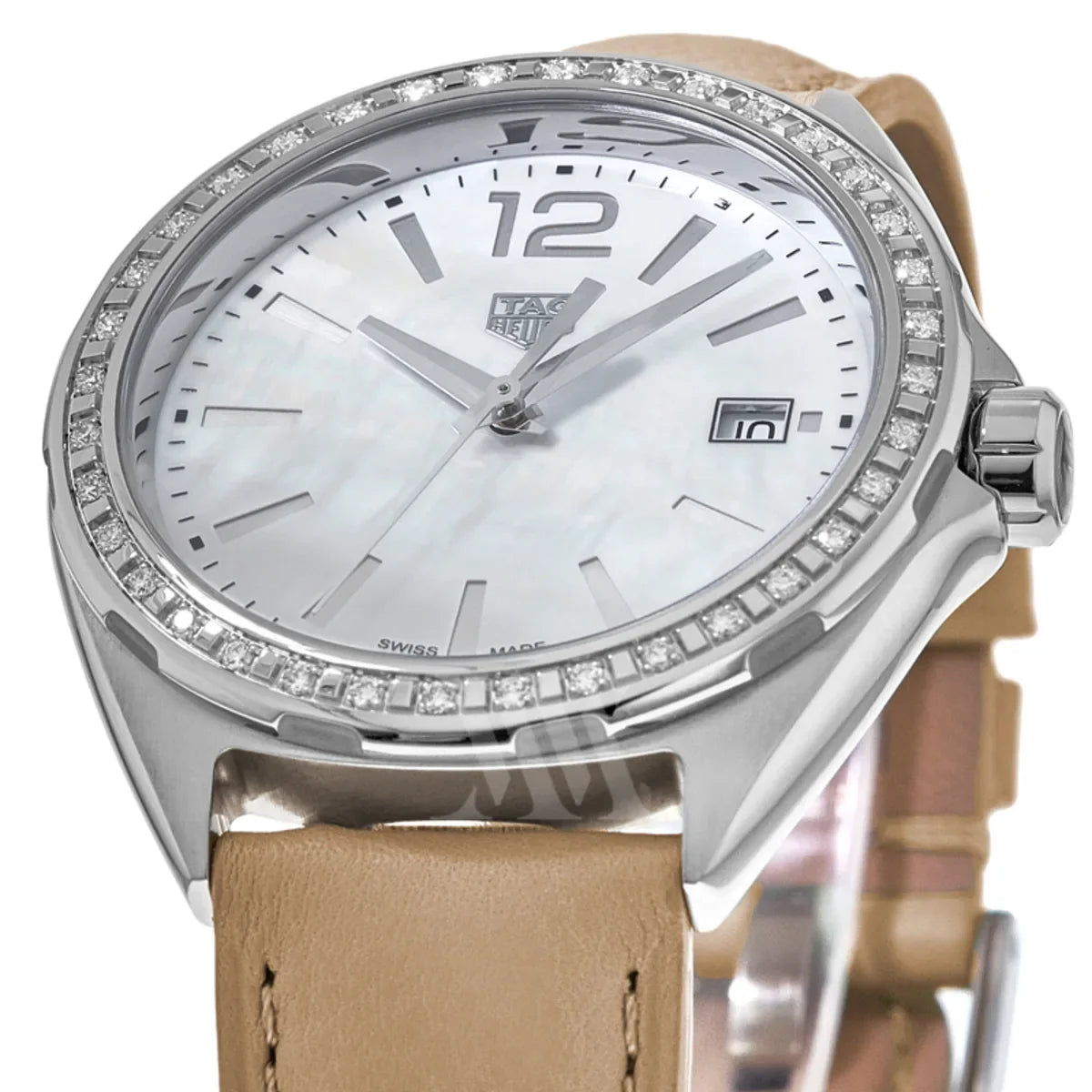 Shop Authentic Tag Heuer Formula 1 Quartz Diamonds Mother of Pearl Dial Beige Leather Strap Watch for Women - WBJ131A.FC8254 - Luxxuri