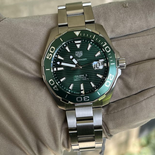 Shop Authentic Tag Heuer Aquaracer Green Dial Watch for Men - WAY201S.BA0927 - Luxxuri