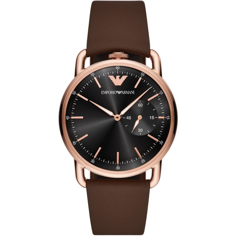 Shop Authentic Emporio Armani Aviator Quartz Black Dial Brown Leather Strap Watch For Men - AR11337 - Luxxuri