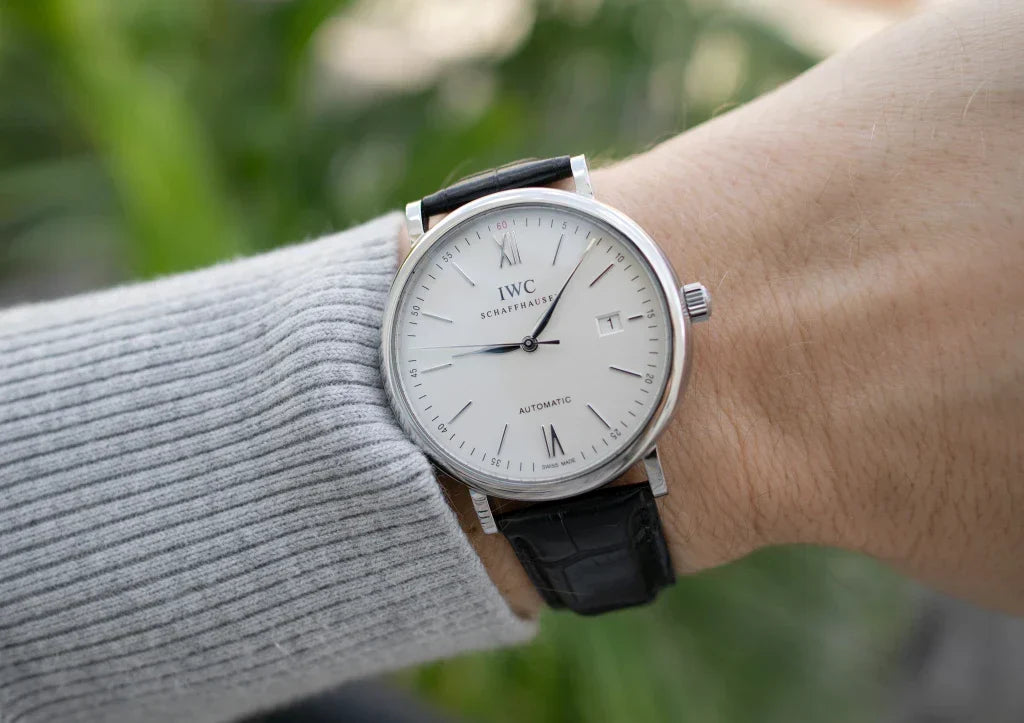 Shop Authentic IWC Portofino Automatic White Dial Black Leather Strap Watch for Men - IW356501 - Luxxuri