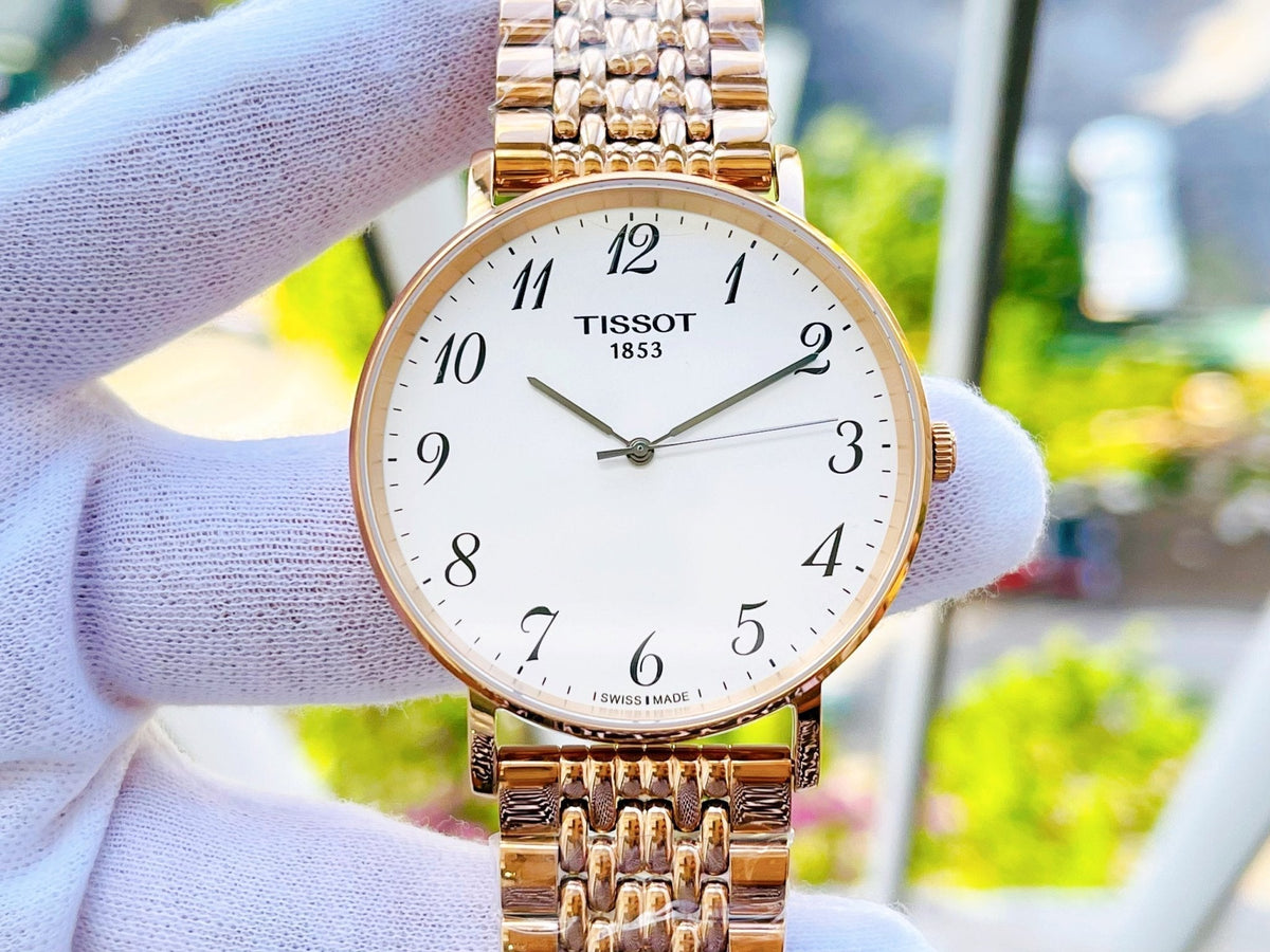 Shop Authentic Tissot T Classic Everytime White Dial Rose Gold Mesh Bracelet Watch for Men - T109.610.33.032.00 - Luxxuri