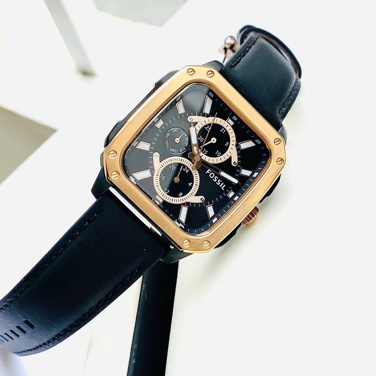 Shop Authentic Fossil Multifunction Black Dial Black Leather Strap Watch for Men - BQ2654 - Luxxuri