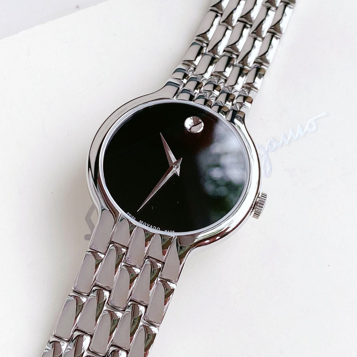 Shop Authentic Movado Classic Quartz Black Dial Silver Steel Strap Watch for Men - 0606337 - Luxxuri
