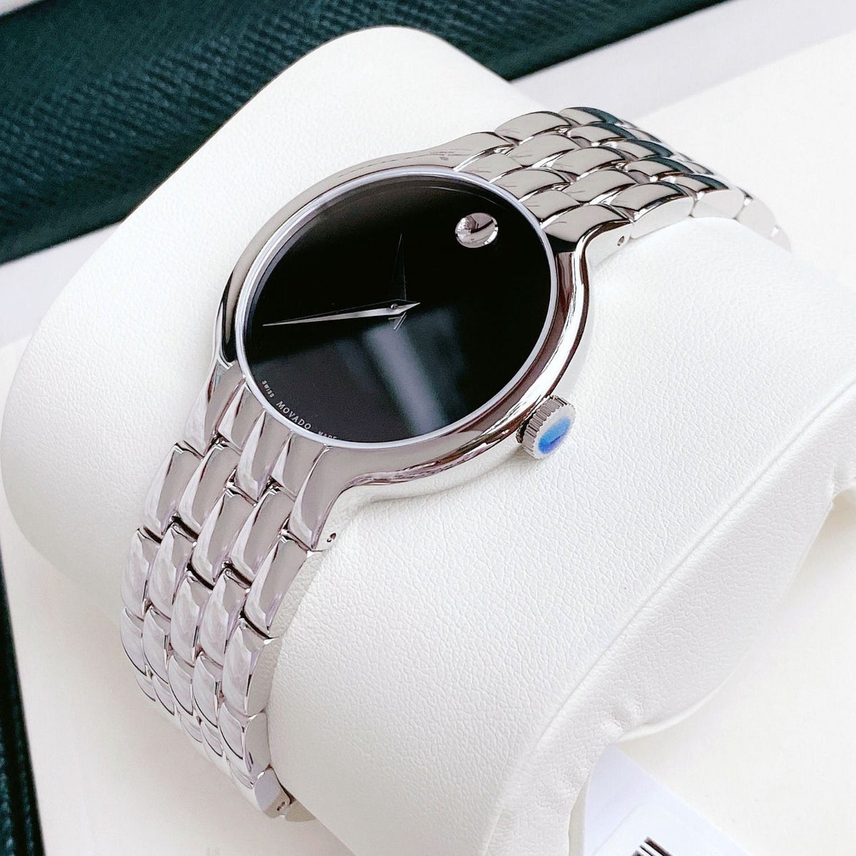 Shop Authentic Movado Classic Quartz Black Dial Silver Steel Strap Watch for Men - 0606337 - Luxxuri