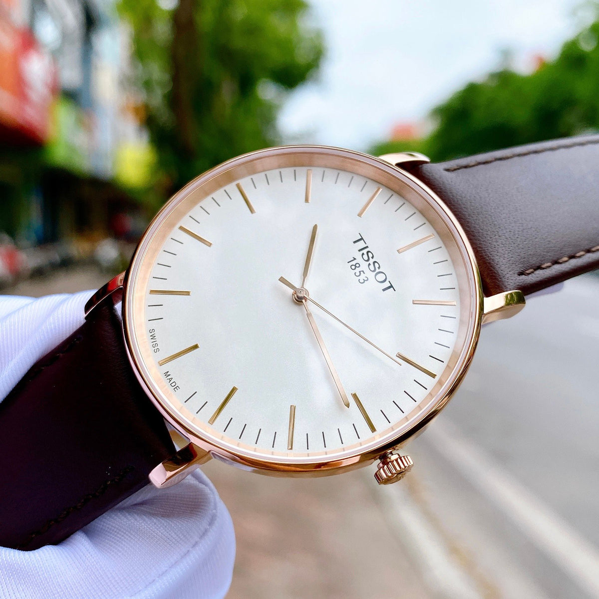 Shop Authentic Tissot T Classic Everytime White Dial Brown Leather Strap Watch for Men - T109.610.36.031.00 - Luxxuri