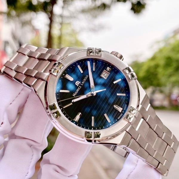 Shop Authentic Maurice Lacroix Aikon Venturer Black Dial Silver Steel Strap Watch for Men - AI1008-SS002-331-1 - Luxxuri