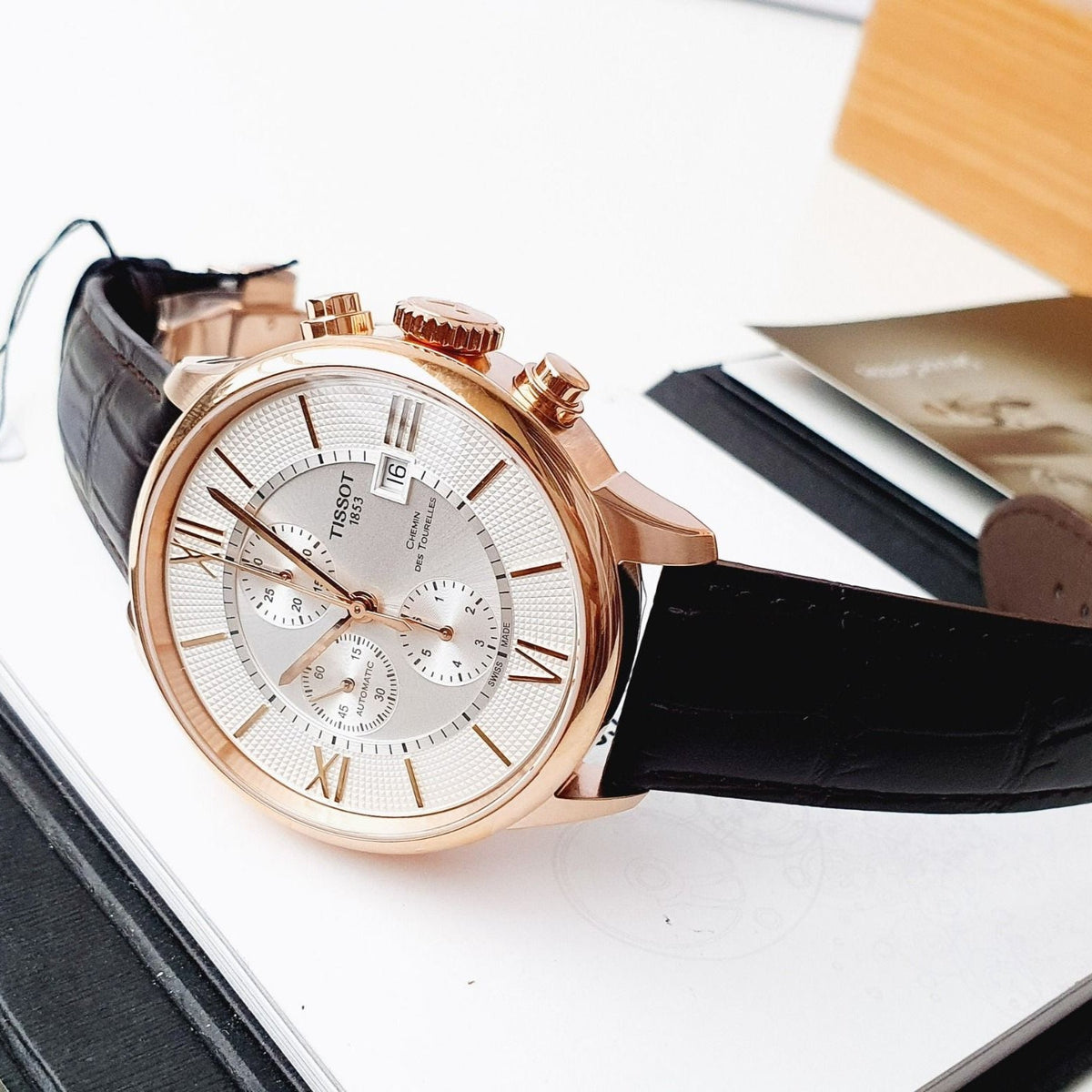 Shop Authentic Tissot Des Tourelles Chronograph Silver Dial Brown Leather Strap Watch For Men - T099.427.36.038.00 - Luxxuri