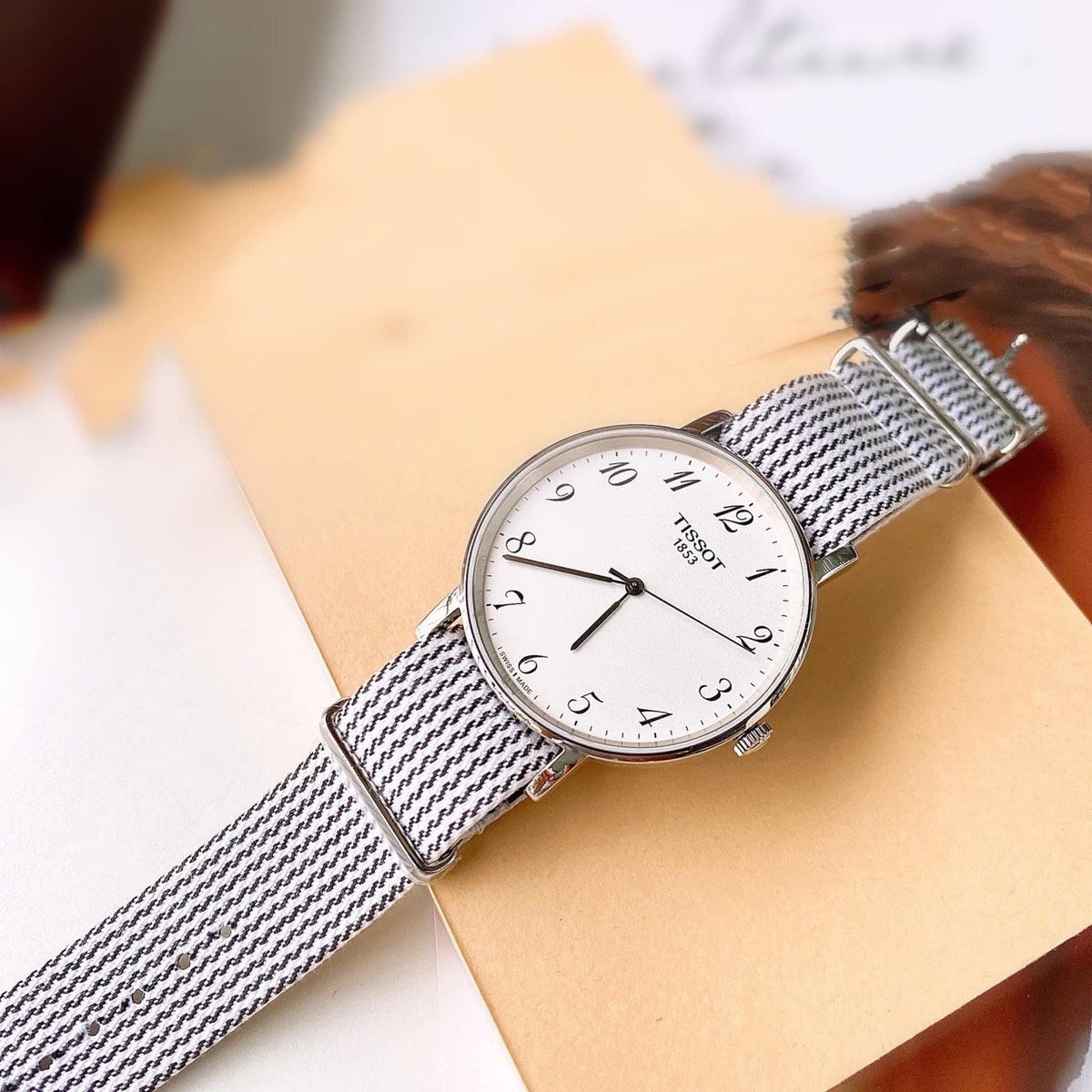 Shop Authentic Tissot T Classic Everytime Medium White Dial Two Tone NATO Strap Watch for Women - T109.410.18.032.00 - Luxxuri