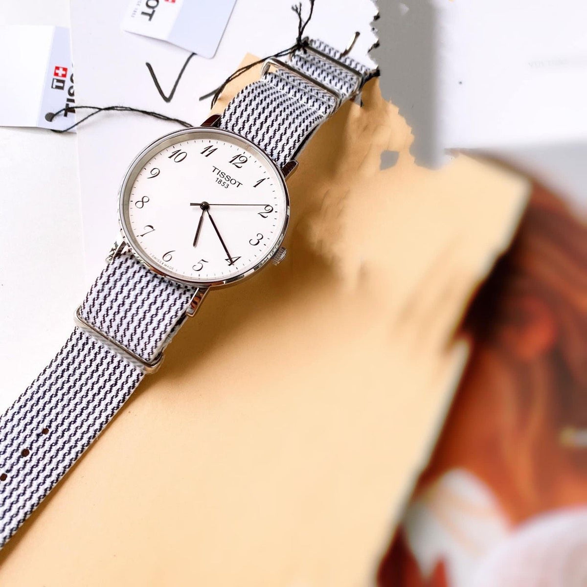 Shop Authentic Tissot T Classic Everytime Medium White Dial Two Tone NATO Strap Watch for Women - T109.410.18.032.00 - Luxxuri