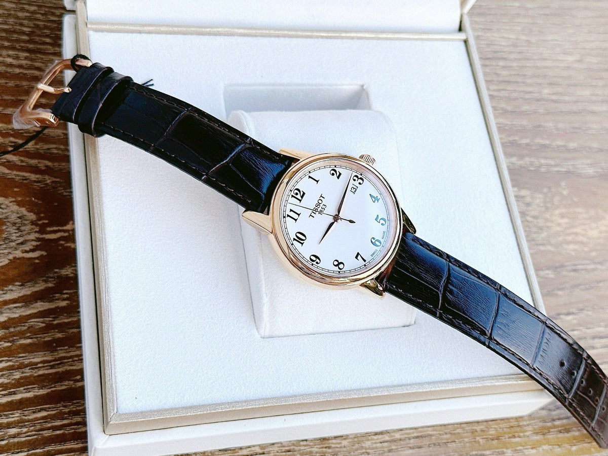 Shop Authentic Tissot T Classic Carson Quartz White Dial Brown Leather Strap Watch for Men - T085.410.36.012.00 - Luxxuri