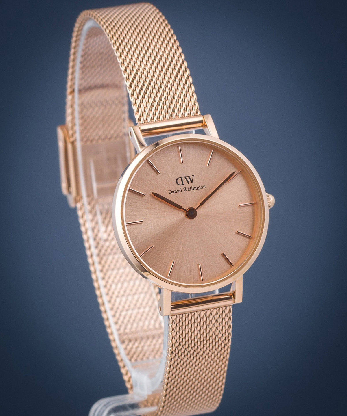 Shop Authentic Daniel Wellington Petite Rose Gold Dial Rose Gold Mesh Bracelet Watch For Women - DW00100470 - Luxxuri