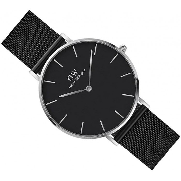 Shop Authentic Daniel Wellington Petite Ashfield Black Dial Black Mesh Strap Watch For Women - DW00100308 - Luxxuri