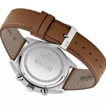 Shop Authentic Hugo Boss Champion White Dial Brown Leather Strap Watch for Men - 1513879 - Luxxuri