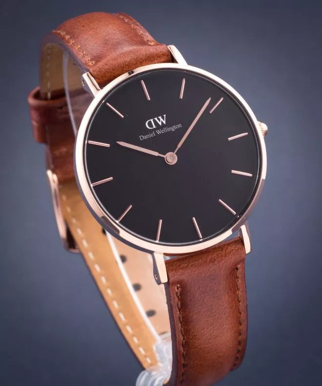Shop Authentic Daniel Wellington Classic St Mawes Black Dial Brown Leather Strap Watch For Men - DW00100124 - Luxxuri