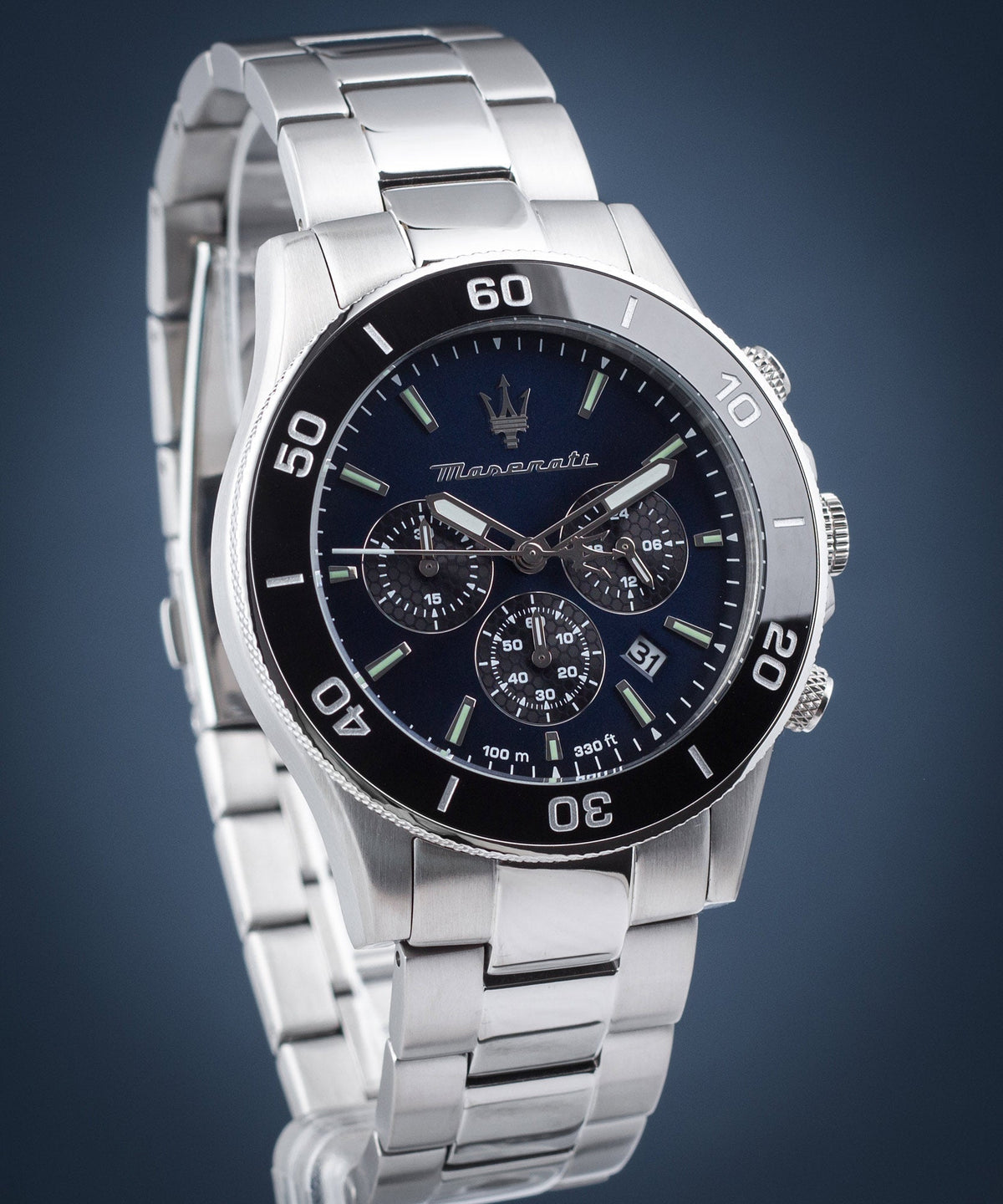 Shop Authentic Maserati Competizione Chronograph Blue Dial Silver Steel Strap Watch For Men - R8873600009 - Luxxuri