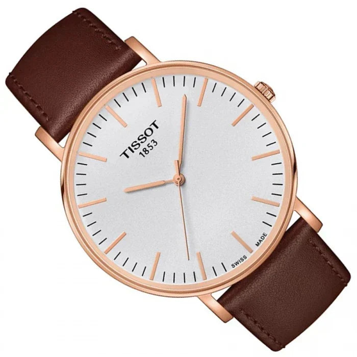 Shop Authentic Tissot T Classic Everytime White Dial Brown Leather Strap Watch for Men - T109.610.36.031.00 - Luxxuri