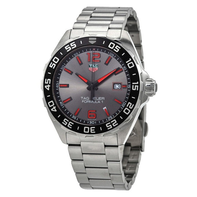 Shop Authentic Tag Heuer Formula 1 Quartz Anthracite Dial Silver Steel Strap Watch for Men - WAZ1018.BA0842 - Luxxuri