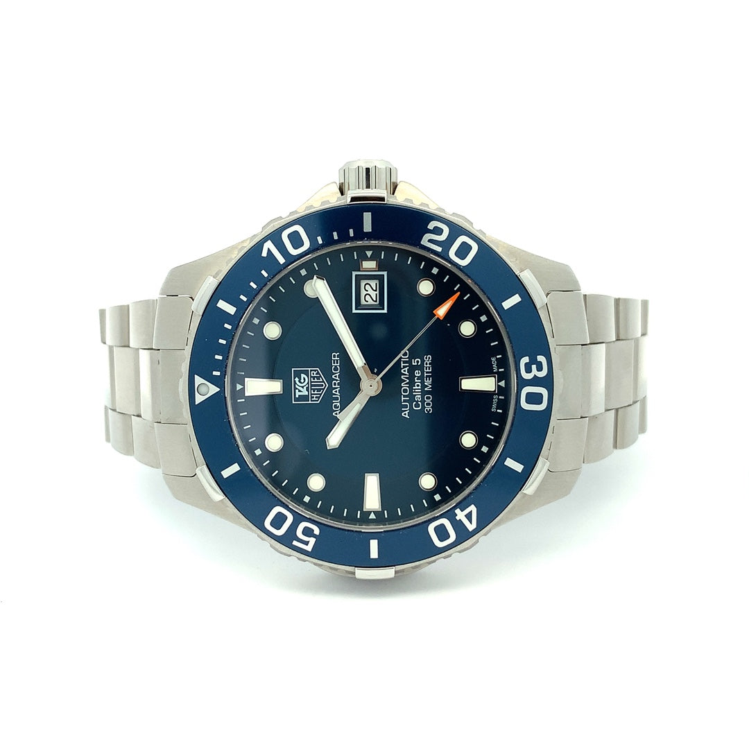  Shop Authentic Tag Heuer Aquaracer Caliber 5 Automatic Blue Dial Silver Steel Strap Watch for Men - WAN2111.BA0822 - Luxxuri