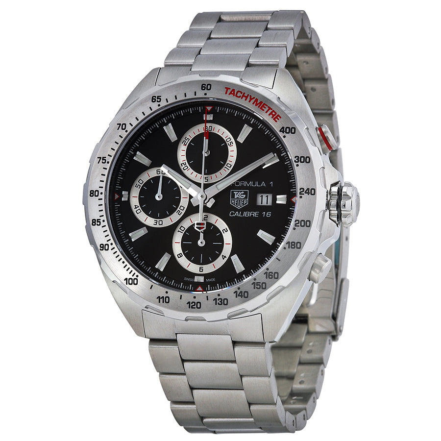  Shop Authentic Tag Heuer Formula 1 Calibre 16 Automatic Chronograph Black Dial Silver Steel Strap Watch for Men - CAZ2010.BA0876 - Luxxuri