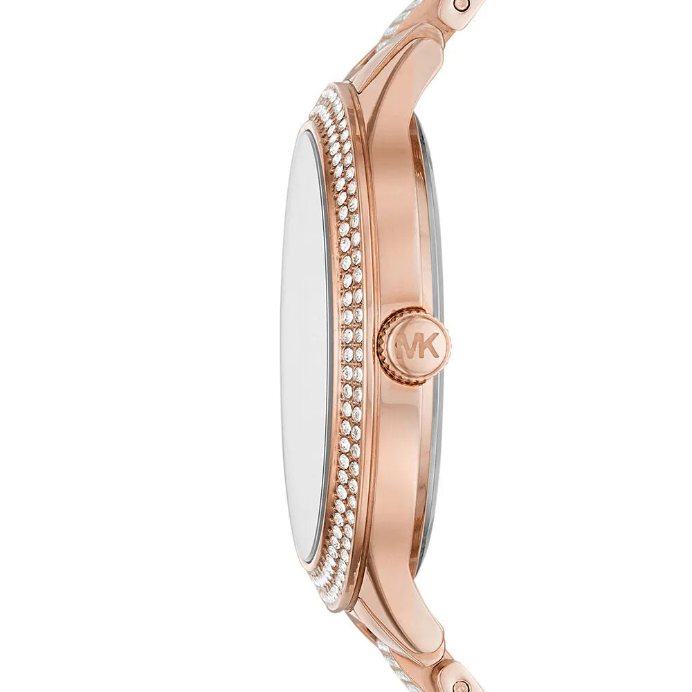  Shop Authentic Michael Kors Crystals Pavé Rose Gold Dial Rose Gold Steel Strap Watch for Women - MK3799 - Luxxuri