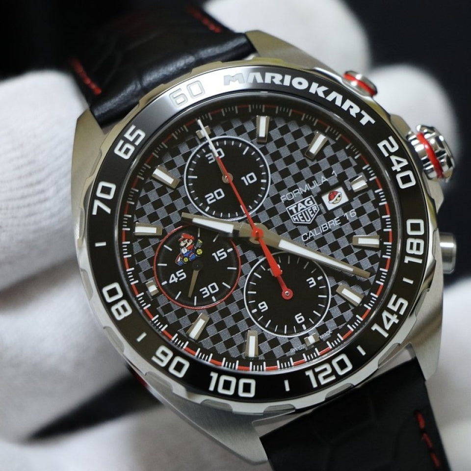  Shop Authentic Tag Heuer Formula 1 Mario Kart Chronograph Black Dial Black Leather Strap Watch for Men - CAZ201E.FC6517 - Luxxuri