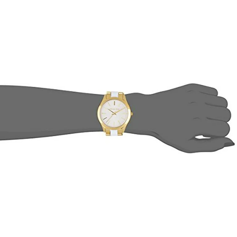 Michael Kors Slim Runway Quartz White Dial Two Tone Steel Strap Watch For Women - MK4295