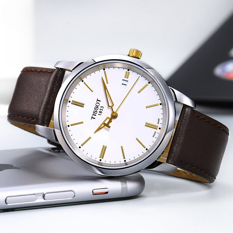  Shop Authentic Tissot T Classic Dream White Dial Brown Leather Strap Watch for Men - T033.410.26.011.01 - Luxxuri