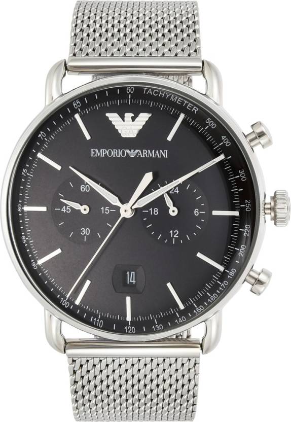  Shop Authentic Emporio Armani Chronograph Black Dial Silver Mesh Bracelet Watch For Men - AR11104 - Luxxuri