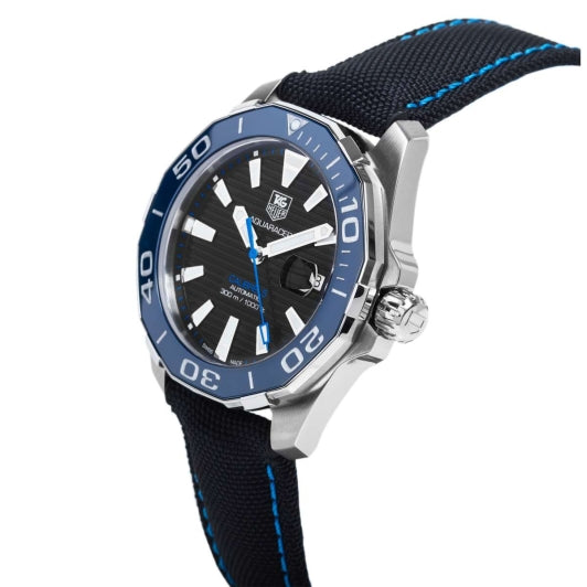  Shop Authentic Tag Heuer Aquaracer Calibre 5 Automatic Black Dial Black Nylon Strap Watch for Men - WAY201C.FC6395 - Luxxuri