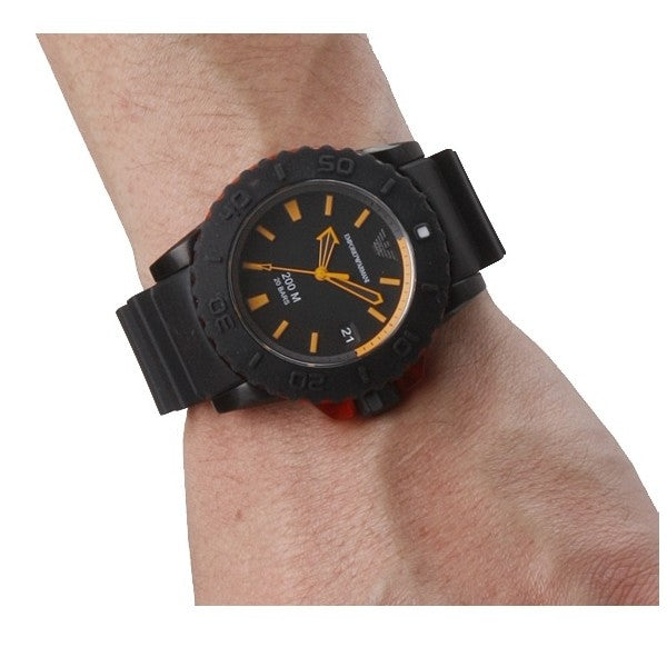  Shop Authentic Emporio Armani Sportivo Quartz Black Dial Black Silicone Strap Watch For Men - AR5969 - Luxxuri