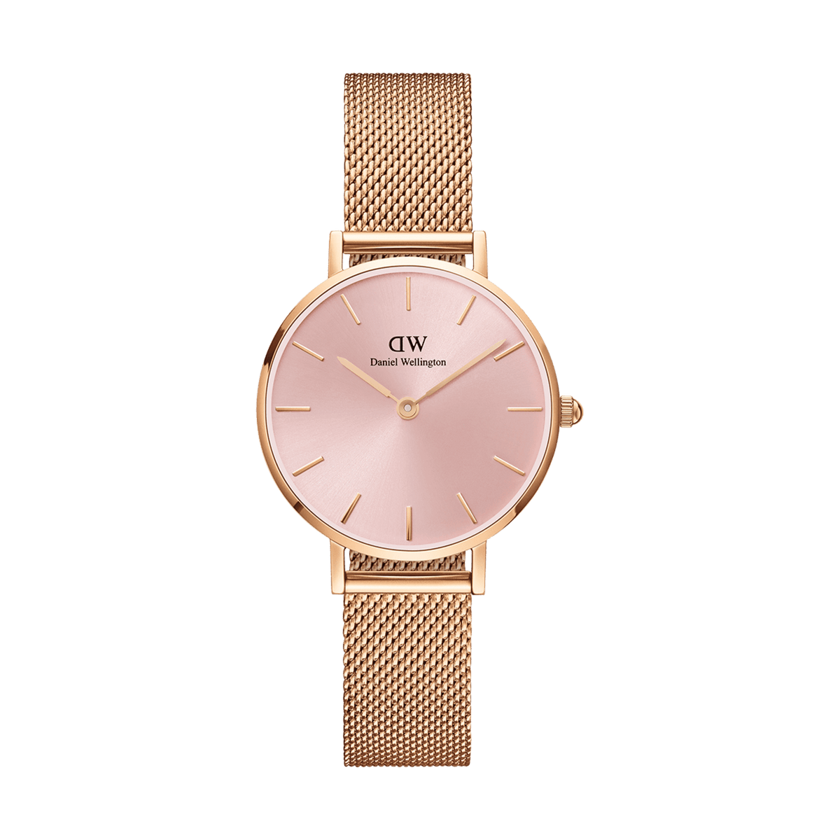  Shop Authentic Daniel Wellington Petite Melrose Pink Dial Rose Gold Mesh Strap Watch For Women - DW00100368 - Luxxuri