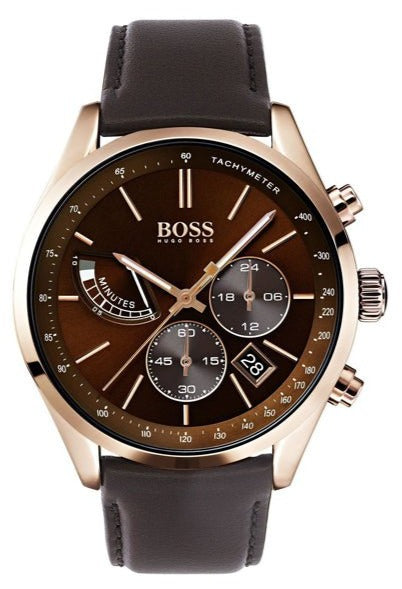  Shop Authentic Hugo Boss Grand Prix Brown Dial Brown Leather Strap Watch for Men - 1513605 - Luxxuri