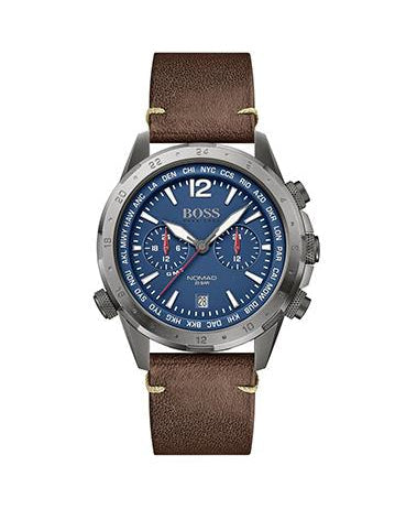  Shop Authentic Hugo Boss Nomad Blue Dial Brown Leather Strap Watch for Men - 1513773 - Luxxuri